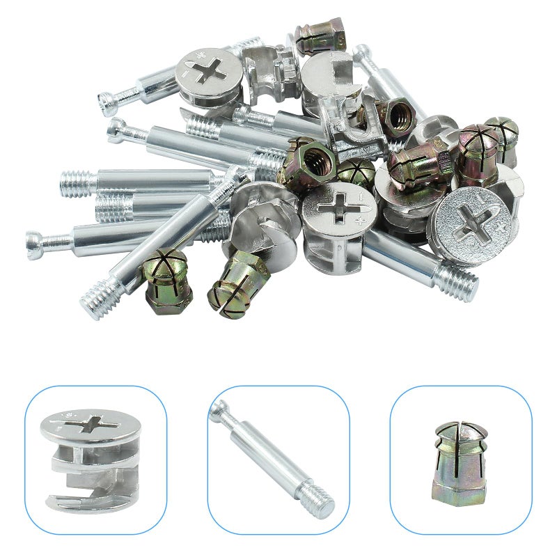 PHITUODA 10Set Cabinet Furniture Connecting Cam Fitting with Dowel and Pre-Inserted Nut - Image 5